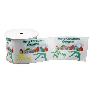 Ruban En Satin Joyeux Noël Gymnaste Bow de Noël avec nom