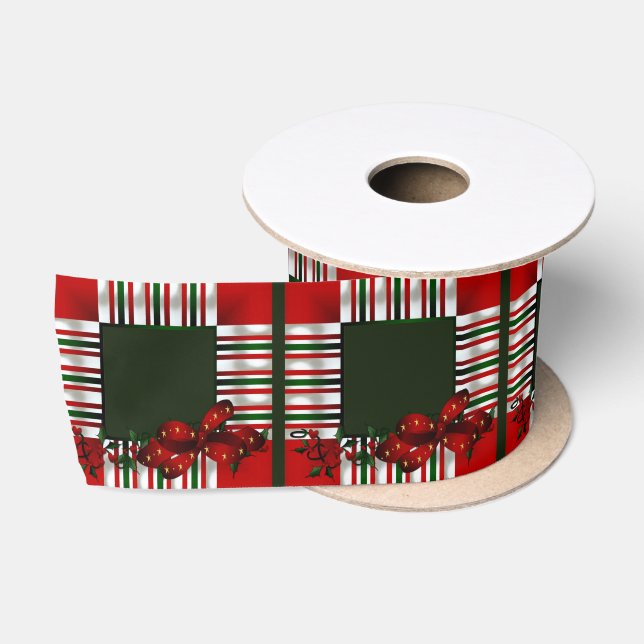 Ruban En Satin Joyeux Noël Patchwork (Bobine)