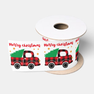 Ruban En Satin Joyeux Noël Rouge Camion Plaid Vacances modernes