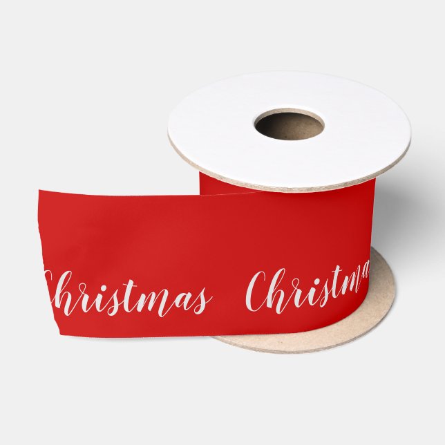 Ruban En Satin Joyeux Noël Rouge Salutation saisonnière Texte per (Bobine)