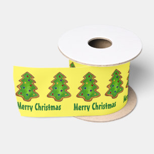 Ruban En Satin Joyeux Noël Sucre Cookie Green Tree Holiday