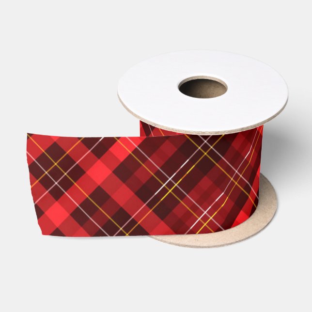 Ruban En Satin Joyeux Noël traditionnel Tartan rouge plaid (Bobine)