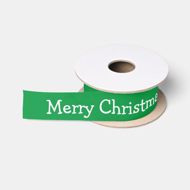 Ruban En Satin Joyeux Noël vert personnalisé (Bobine)