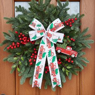 Ruban En Satin Joyeux ramassage de Noël et arbre