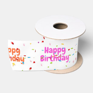 Ruban En Satin Joyeux texte et Confetti d'anniversaire