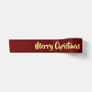 Ruban En Satin Joyeux texte jaune de Noël en rouge