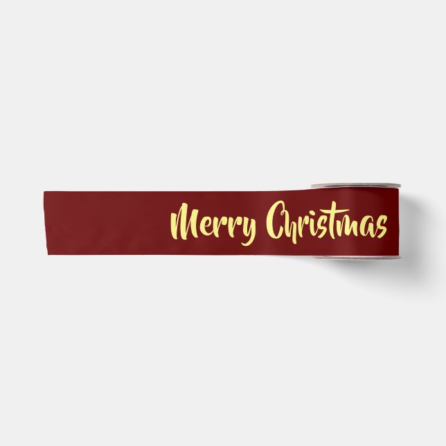 Ruban En Satin Joyeux texte jaune de Noël en rouge (Devant)