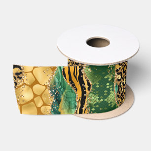 Ruban En Satin Jungle Agate   Motif de texture Wild Glam