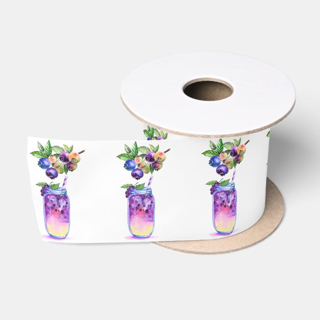 Ruban En Satin Jus de bleuets Cool Boire des fruits Ruban (Bobine)