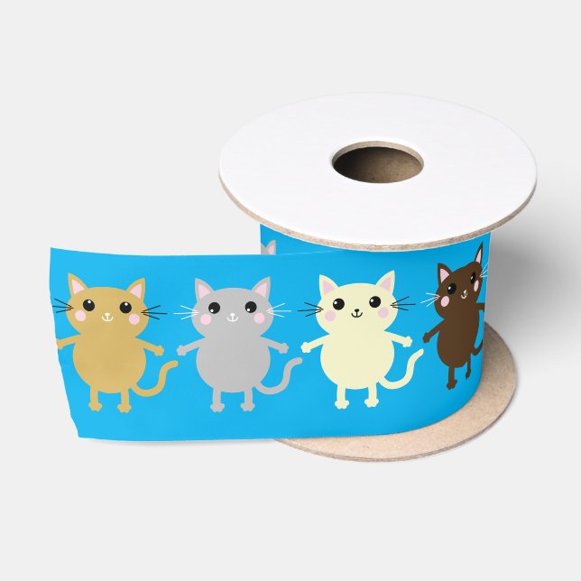 Ruban En Satin Kitty Chat Anniversaire Fête Enfants (Bobine)