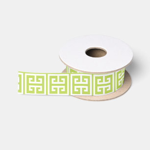Ruban En Satin Kiwi Green Motif grec