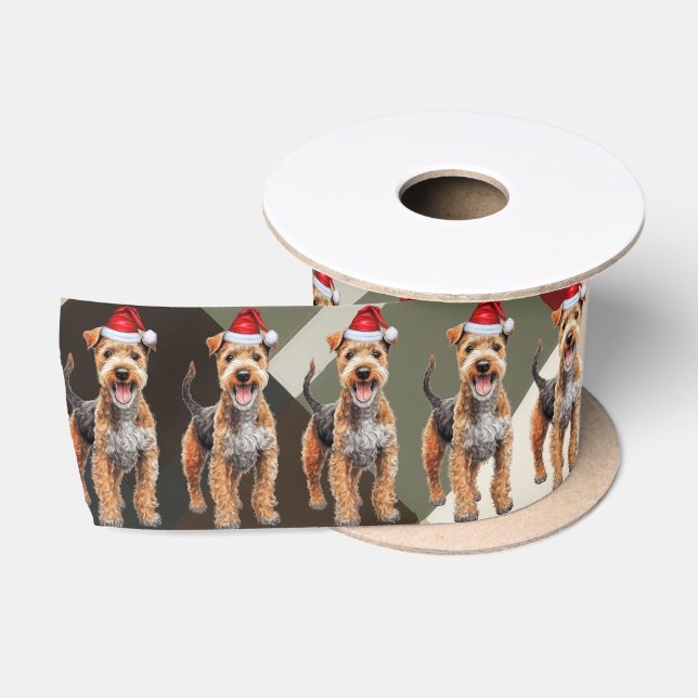 Ruban En Satin Lakeland Terrier Vacances Plaid Drôle Chien Noël (Bobine)