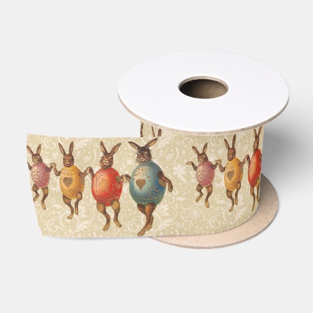 Ruban En Satin Lapin de Pâques Œufs Dansants (Bobine)