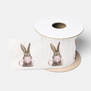 Ruban En Satin Lapin du premier anniversaire soufflant du bubble 