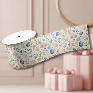 Ruban En Satin Lapin Fleurs Œufs Pastel Aquarelle Intemporels