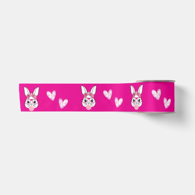 Ruban En Satin lapin lapin de Pâques assez mignon (Devant)