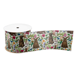 Ruban En Satin Lapins et fleur sauvage
