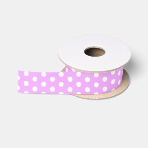 Ruban En Satin Lavande et pois blancs