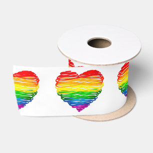 Ruban En Satin Le cœur arc-en-ciel de SlipperyJoe griffonné tourb