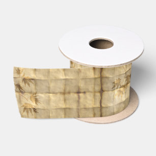 Ruban En Satin Le papier parcheminé avec l'érable d'or part du