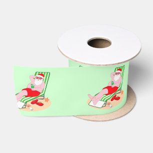 Ruban En Satin Le Père Noël fête sa plage
