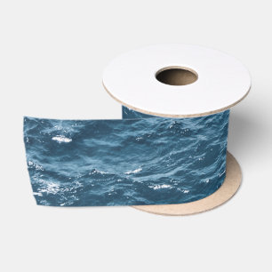 Ruban En Satin L'eau bleue nautique d'océan