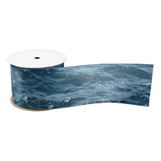 Ruban En Satin L'eau bleue nautique d'océan