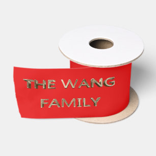 Ruban En Satin L'Élégant script d'or de la famille Wang Faux Roug