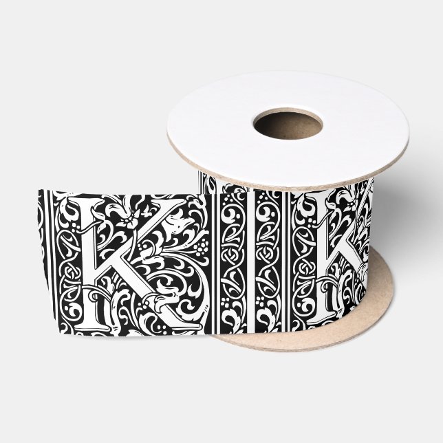 Ruban En Satin Lettre K Monogramme Médiéval Art Nouveau (Bobine)
