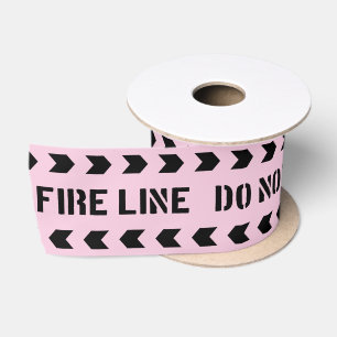 Ruban En Satin Ligne d'incendie rose Ne pas traverser