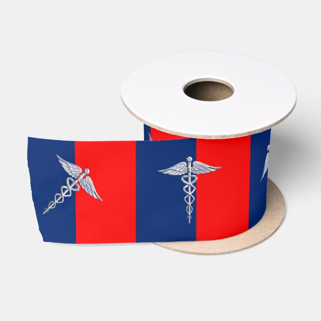 Ruban En Satin Ligue Médicale de symbole de caducée élégant (Bobine)
