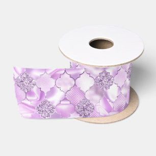 Ruban En Satin Lila Violet Motif Quatrefoil Marocain