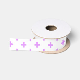Ruban En Satin Lilac polka croise sur blanc