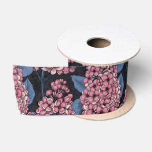 Ruban En Satin Lilac rose sur bleu foncé