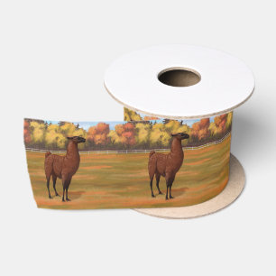 Ruban En Satin Llama Brown dans les pâturages agricoles d'automne
