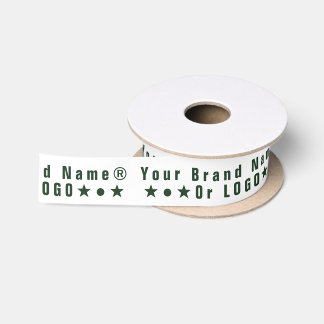Ruban En Satin Logo d'entreprise ou texte vert foncé Marque d'ent
