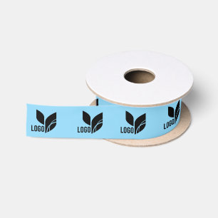 Ruban En Satin Logo d'entreprise personnalisé bleu clair