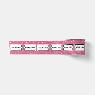 Ruban En Satin Logo d'entreprise personnalisé Étincelle rose-chau