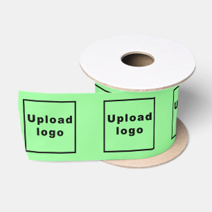 Ruban En Satin Logo d'entreprise sur ruban vert clair