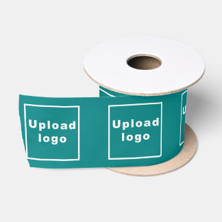 Ruban En Satin Logo d'entreprise sur ruban vert Turquoise