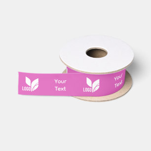 Ruban En Satin Logo et texte personnalisés rose