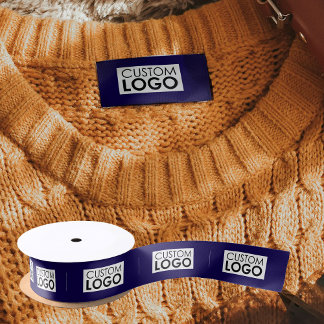 Ruban En Satin Logo Labels Clothing Tags Handmade Blue Sew On