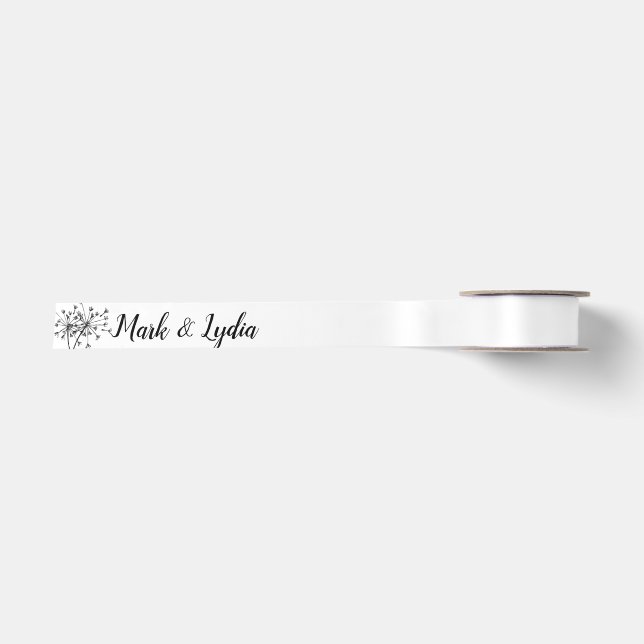 Ruban En Satin Logo Mariage Dandelion Couples Nom Date (Devant)