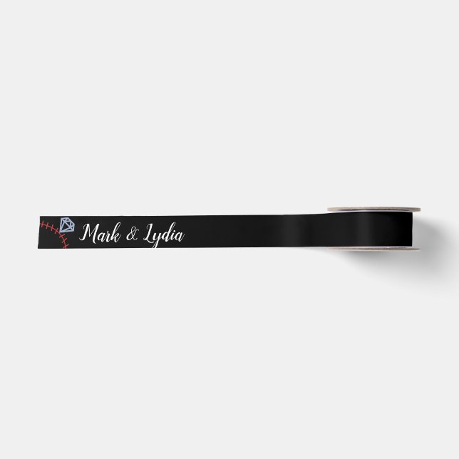 Ruban En Satin Logo mariage Favoriser Bague De Baseball (Devant)