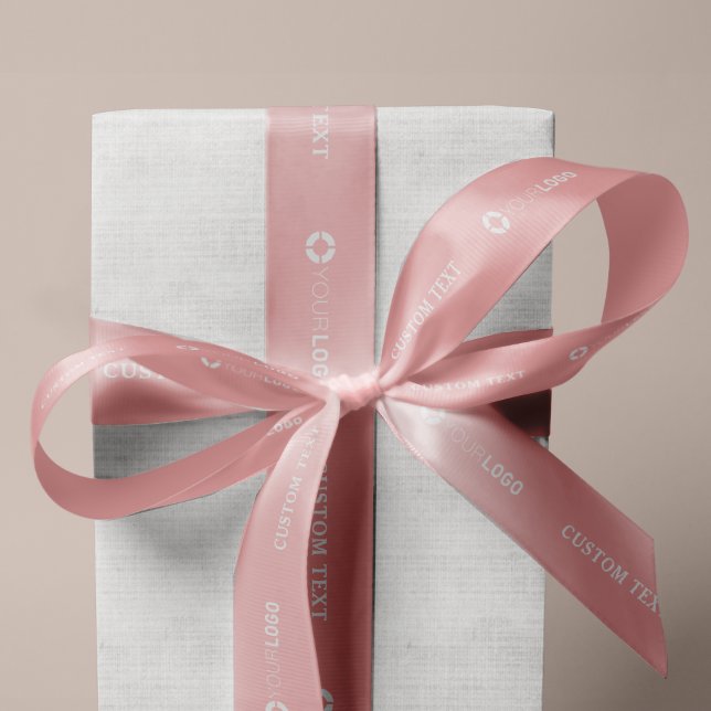 Ruban En Satin Logo personnalisé marque nom rose Satin ruban (Custom company logo branded name pink Satin Ribbon)