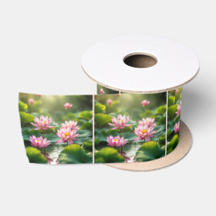 Ruban En Satin Lotus rose flottant dans un étang