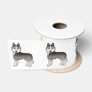 Ruban En Satin Loup clair Gris Sibérien Husky mignon chien de des