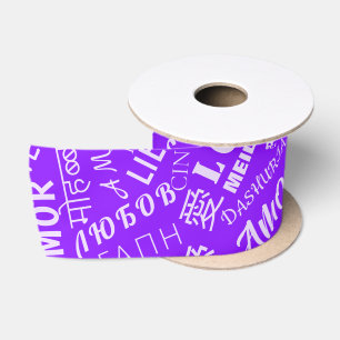 Ruban En Satin Love Texte Purple Satin Ruban multilingue