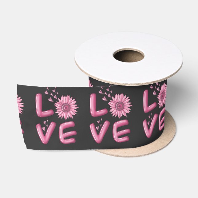 Ruban En Satin Love Tournesol Rose (Bobine)