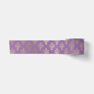 Ruban En Satin Lux Gold Fleur de Lis et Amethyst